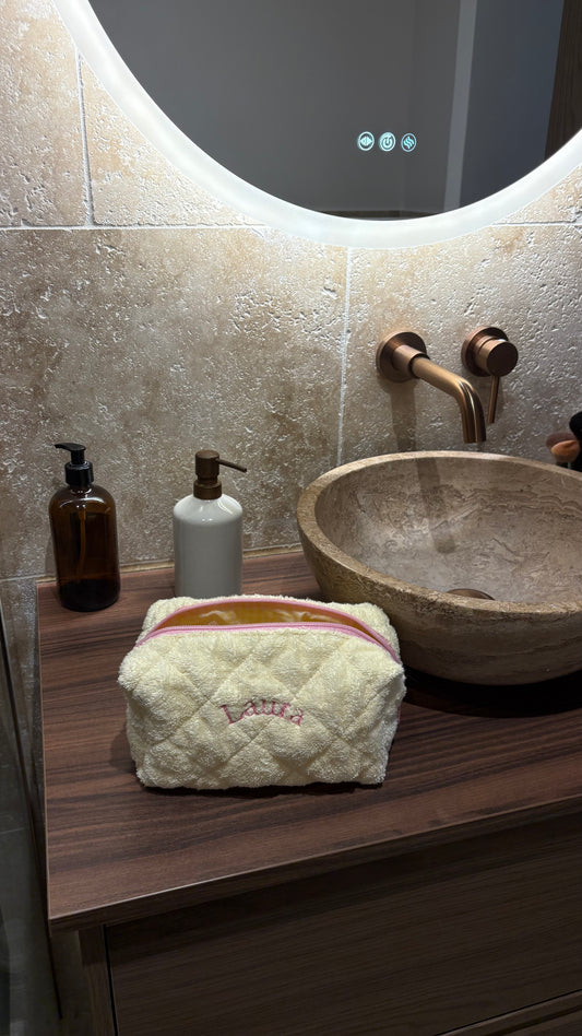 Trousse brodée - Jaune éponge