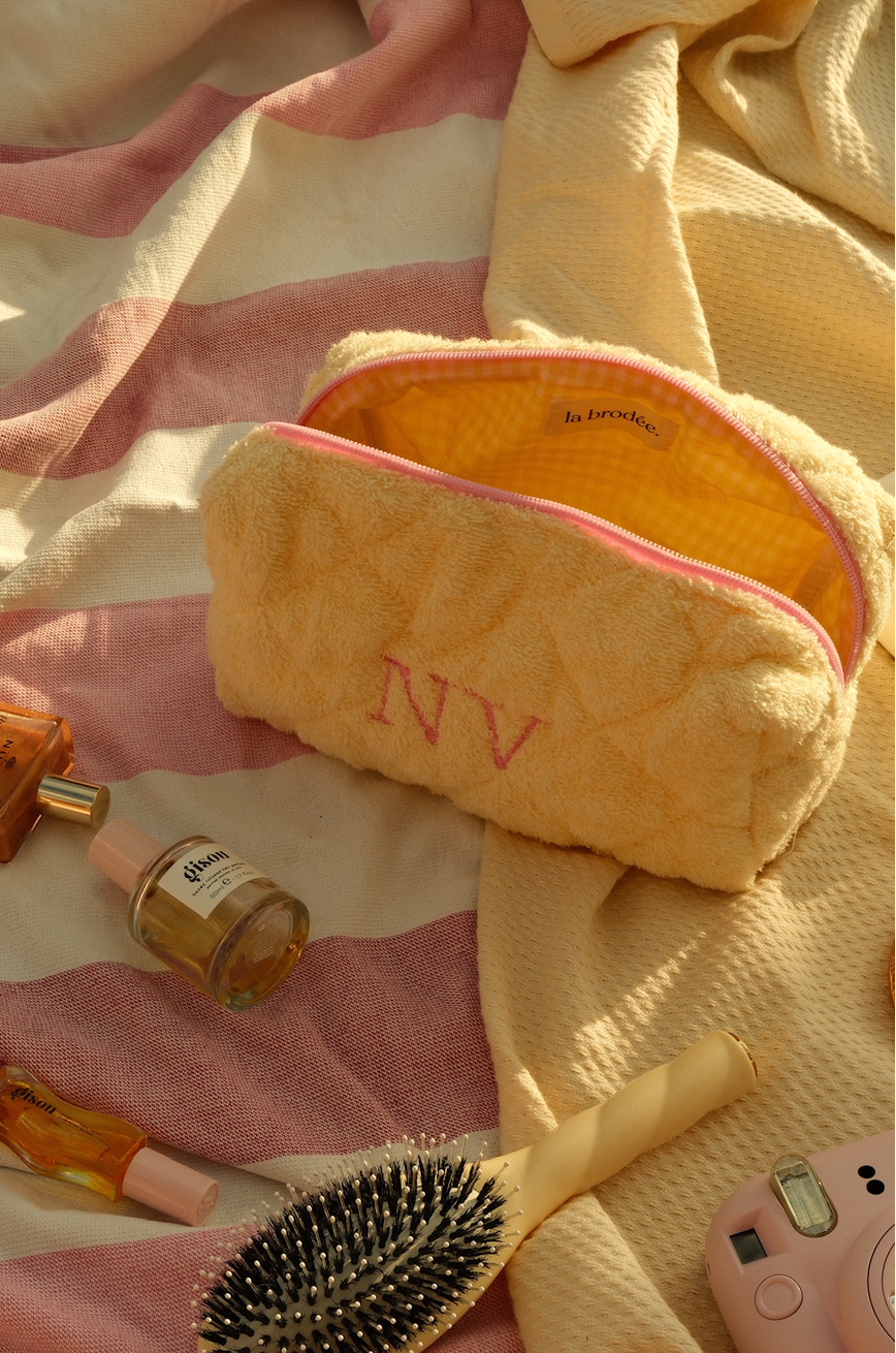 Trousse brodée - Jaune éponge